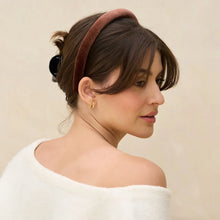 Load image into Gallery viewer, Kitsch - Recycled Fabric Satin &amp; Velvet Headbands 2pc Set-Black/Choco
