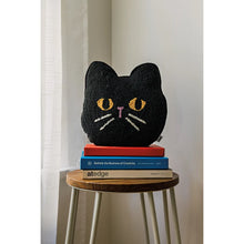 Load image into Gallery viewer, Black Cat Beaded Throw Pillow
