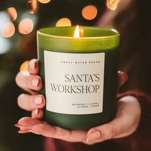 Sweet Water Decor - Santa's Workshop Soy Candle Matte Green Jar 15oz