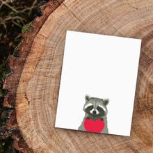 Load image into Gallery viewer, Raccoon Heart Blank Note Card
