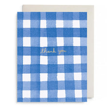 Load image into Gallery viewer, Blue Gingham Thank You Card
