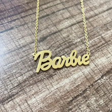 Load image into Gallery viewer, Barbie Name Plate Necklace - Gold
