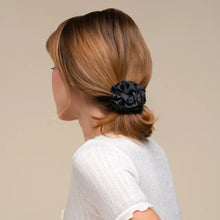Load image into Gallery viewer, Kitsch - Rosette Ruched Satin Scrunchies 3pc Set - Black

