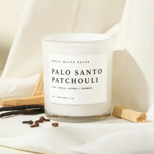 Sweet Water Decor - Palo Santo Patchouli Soy Candle White Jar 11oz