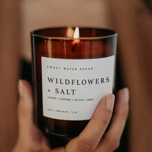 Load image into Gallery viewer, Sweet Water Decor - Wildflowers and Salt Soy Candle Amber Jar 11oz
