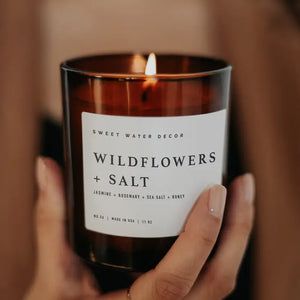 Sweet Water Decor - Wildflowers and Salt Soy Candle Amber Jar 11oz