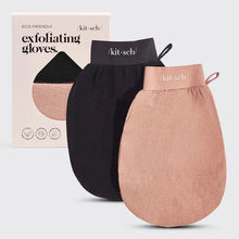 Load image into Gallery viewer, Kitsch - Exfoliating Gloves 2pc Set - Black &amp; Terracotta
