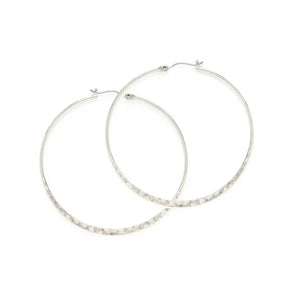 Amano Studio - 1.5" Hammered Hoop Earrings Silver