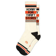 Load image into Gallery viewer, Gumball Poodle - Horny For Thrift Stores Gym Crew Socks
