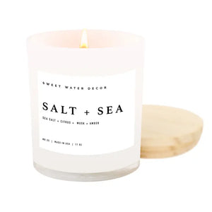Sweet Water Decor - Salt & Sea Soy Candle White Jar 11oz