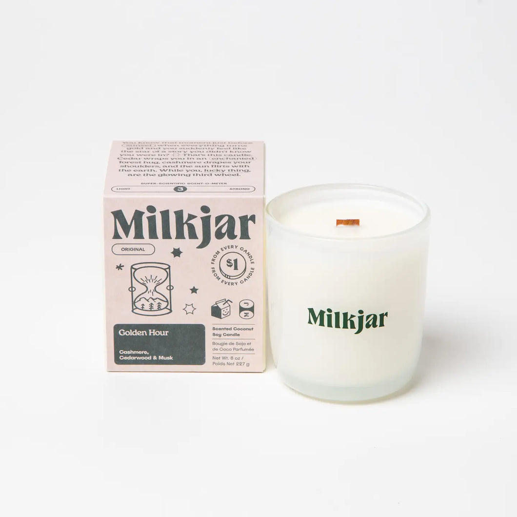 Milkjar - Golden Hour - Cashmere, Cedarwood Coconut Soy 8oz Candle