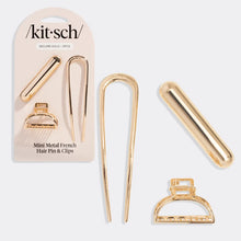 Load image into Gallery viewer, Kitsch - Mini Metal French Hair Pin &amp; Clips 3pc Set - Gold
