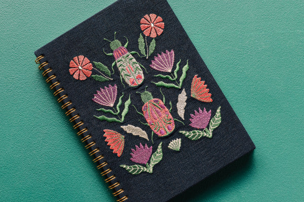 Amulet Bug Ring Bound Embroidered Notebook