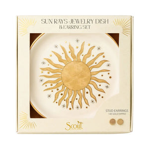 Scout - Jewelry Dish & Stud Earring Set - Sun Rays/Cream