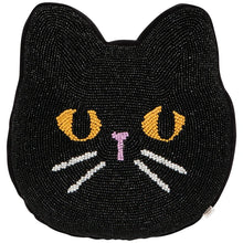 Load image into Gallery viewer, Black Cat Beaded Throw Pillow
