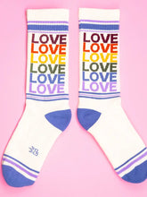 Load image into Gallery viewer, Gumball Poodle - Love - Vintage Rainbow Gym Crew Socks
