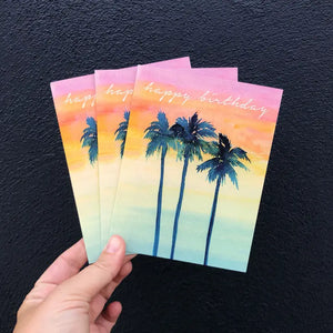 Happy Birthday Palms Sunset Card