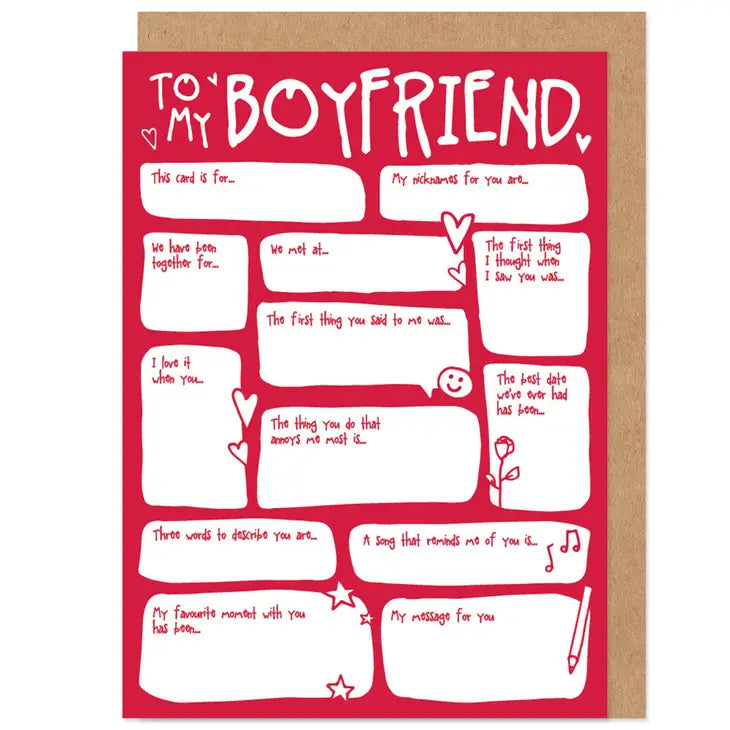 To My Boyfriend Fill In The Blanks Card