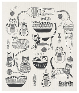 Cat Purr Party Swedish Dishcloth