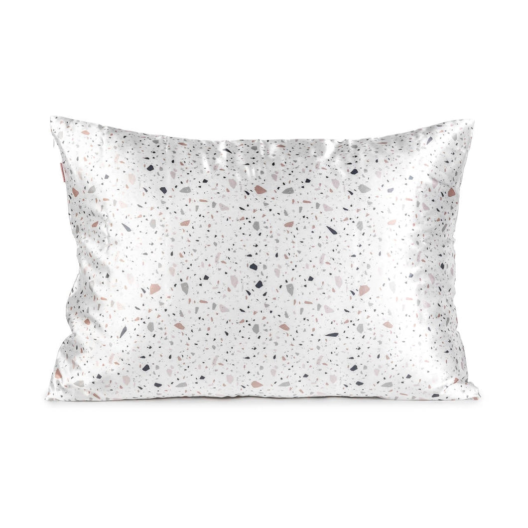 Kitsch - Satin Pillowcase - White Terrazzo