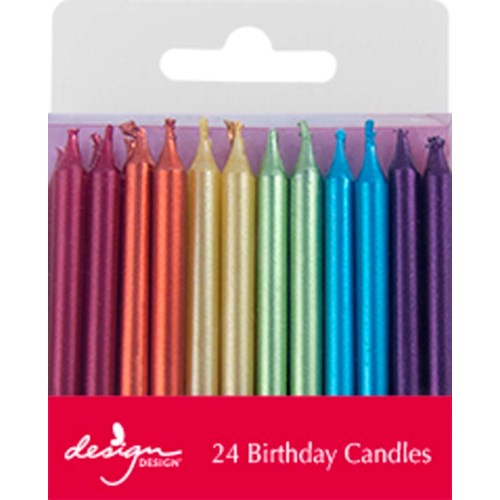 Rainbow Metallic Mix Birthday Candles