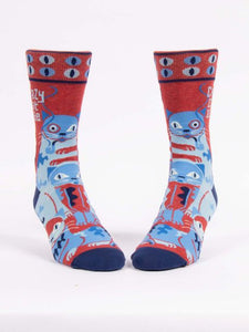 Crazy Cat Dude Socks - Men's Crew Socks