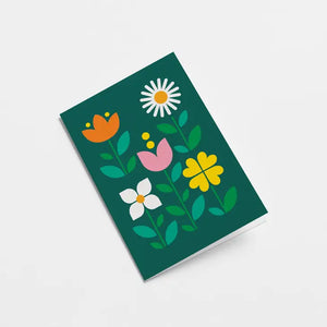 Flowers Green Blank Card