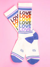 Load image into Gallery viewer, Gumball Poodle - Love - Vintage Rainbow Gym Crew Socks
