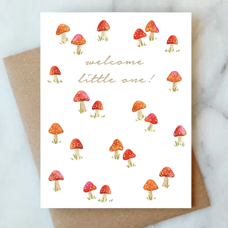 Welcome Little One Mushroom Baby Card