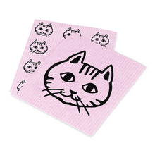 Load image into Gallery viewer, Pink Cat Face Dishcloths. Set of 2
