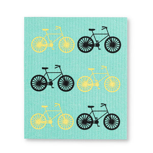 Aqua Bicycle Dishcloths. Set of 2