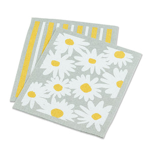 Daisies & Stripes Dishcloths. Set of 2