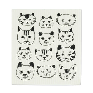 Simple Cat Faces Dishcloths. Set of 2