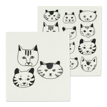 Load image into Gallery viewer, Simple Cat Faces Dishcloths. Set of 2

