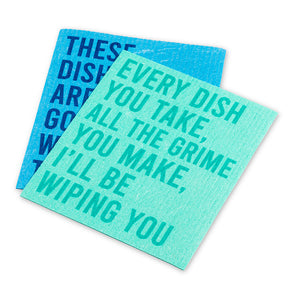 These Dishes Aren't... Funny Text Dishcloths. Set of 2