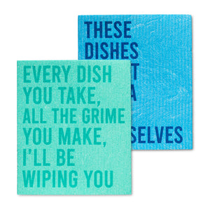 These Dishes Aren't... Funny Text Dishcloths. Set of 2