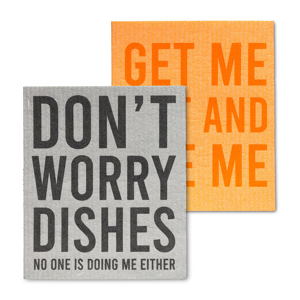 Don't worry Dishes.. Funny Text Dishcloths. Set of 2