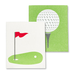 Golf Ball & Green Dishcloths. Set of 2