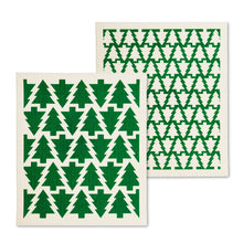 Load image into Gallery viewer, Holiday Graphic Trees Dish Cloths. Set of 2
