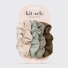 Load image into Gallery viewer, Kitsch Assorted Textured Scrunchies 5pc Set - Eucalyptus
