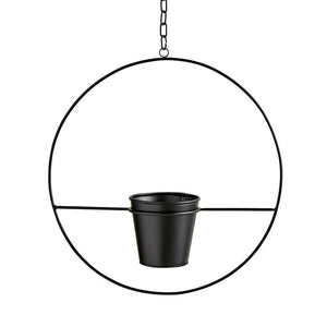 Round Hanging Planter - Matte Black