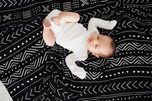 Load image into Gallery viewer, Loulou Lollipop Black Mudcloth Muslin Swaddle
