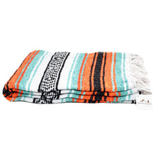 Load image into Gallery viewer, West Path - Mint &amp; Orange Mexican Falsa Blanket
