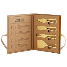 Load image into Gallery viewer, CHAMPAGNE GOLD CHEESE KNIVES - CARDBOARD BOOK SET
