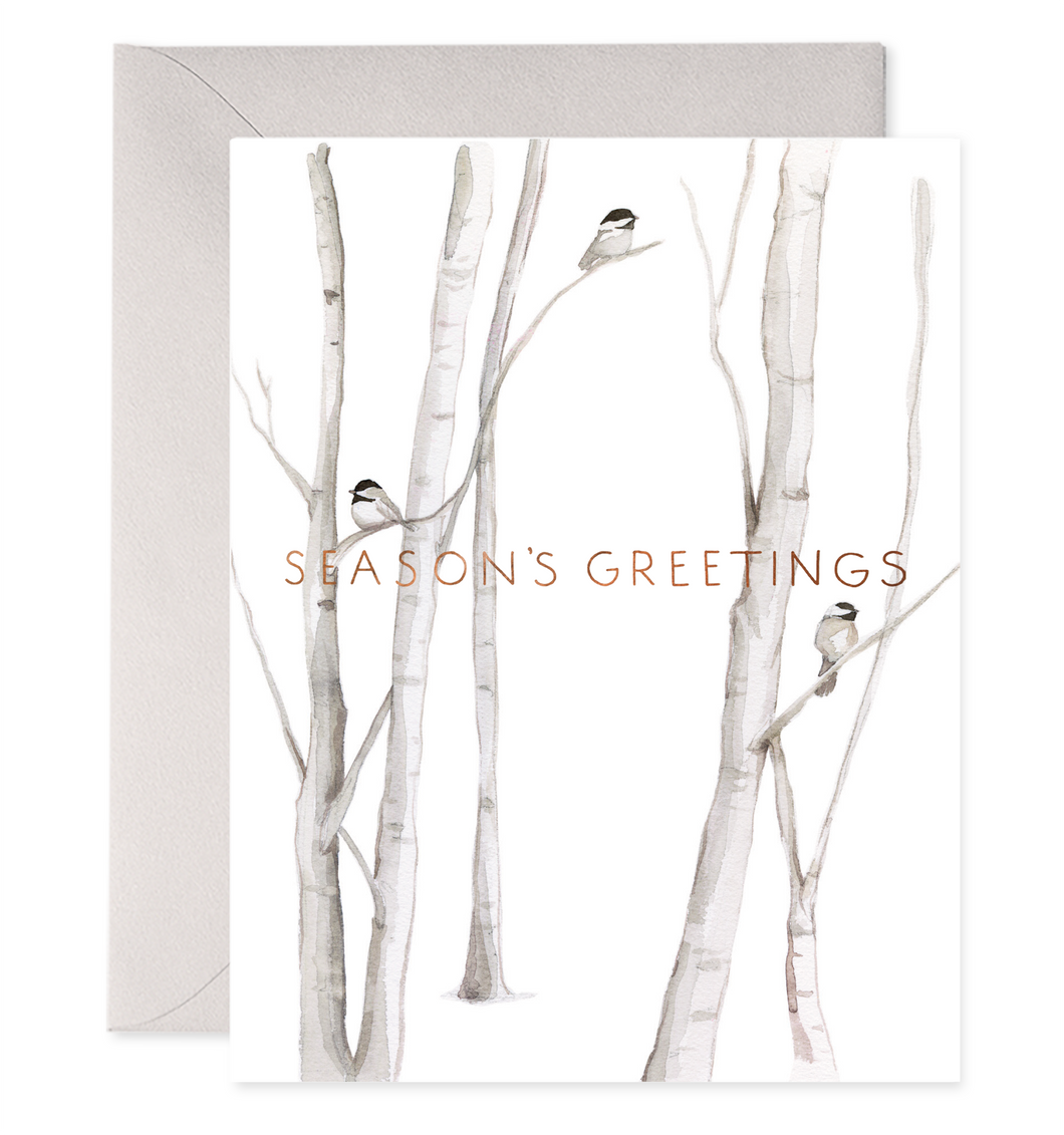Season's Greetings Snowy Birches Card