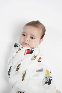 Loulou Lollipop Happy Trucks Muslin Swaddle