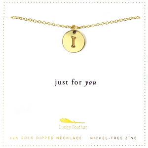 Letter Disc Necklace - Gold - I