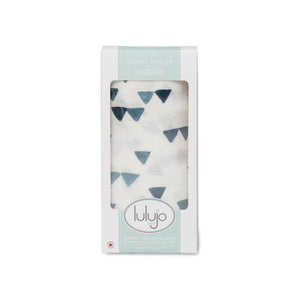 Lulujo Navy Triangles Swaddling Blanket