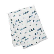 Load image into Gallery viewer, Lulujo Navy Triangles Swaddling Blanket

