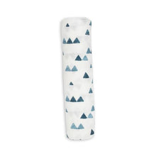 Load image into Gallery viewer, Lulujo Navy Triangles Swaddling Blanket
